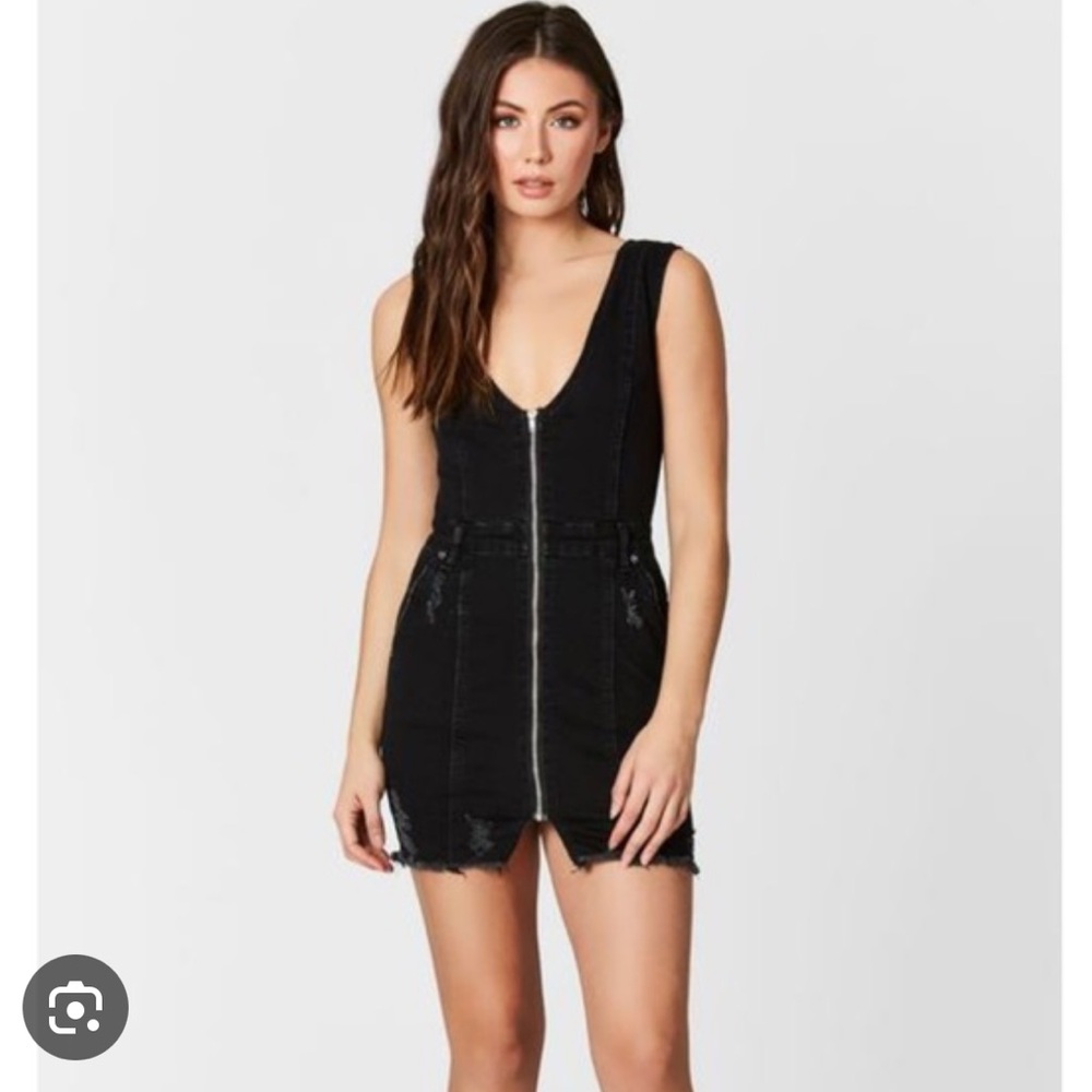 NWOT LF/ Carmar Black Denim Zip-Front Dress